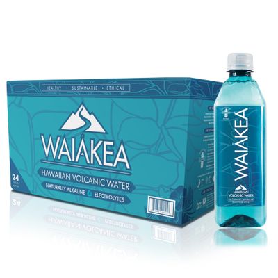 Waikea - Hawaiian Volcanic Water - Naturally Alkaline Water - pH Range 7.6 to 8.2 - All Natural Minerals &amp; Electrolytes - 100% Recycled Water Bottles - Bottled Water 24 Pack - 16.9 Fl Oz, 500 mL