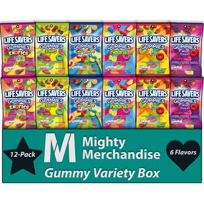 Lifesavers Gummies Bulk Variety Pack 7 oz Bags (Pack of 12) Collisions, Neons, Wild Berries, Sours, 5 Flavors, Exotics Mighty Merchandise Gift