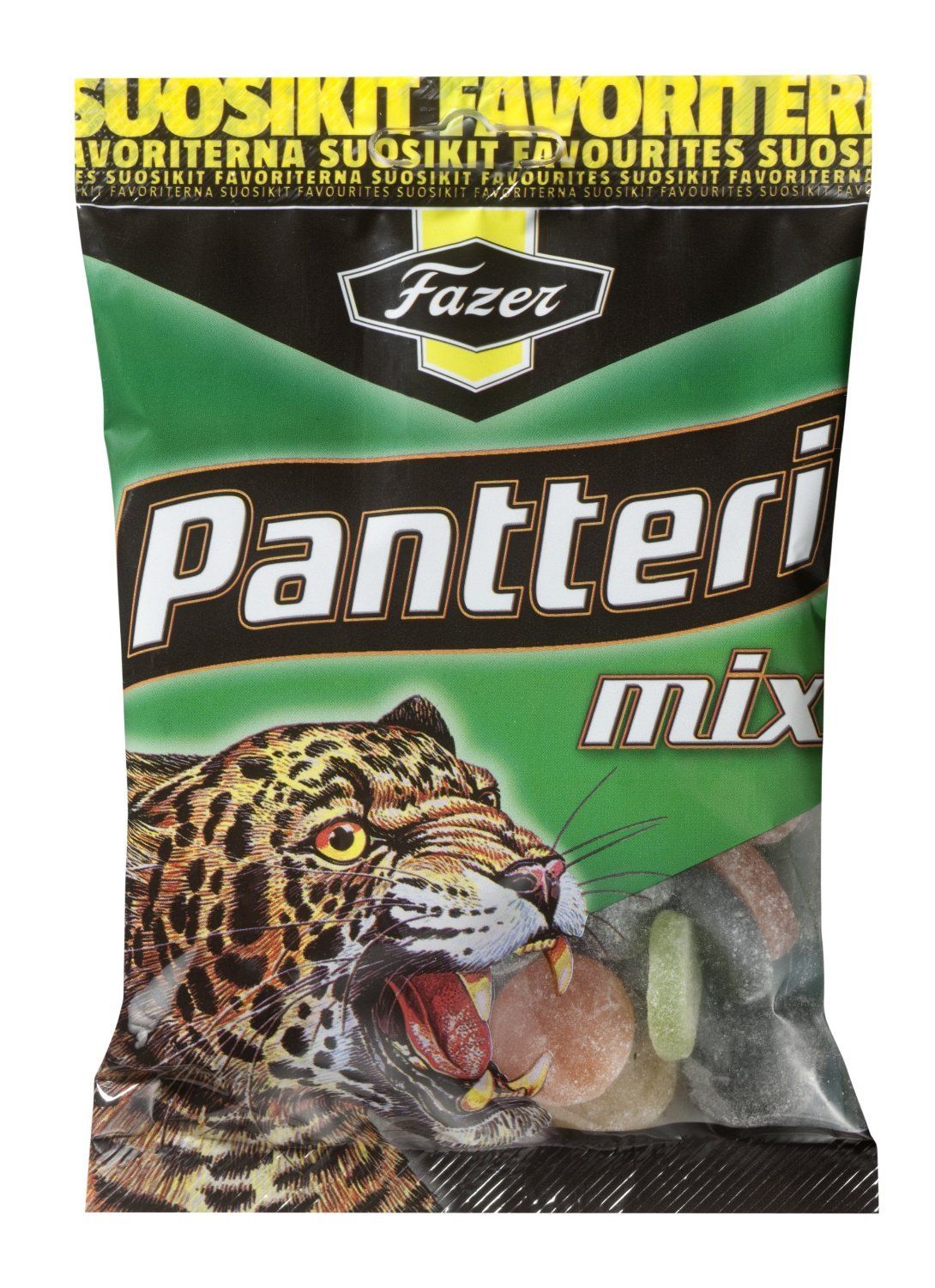 Fazer Pantteri (&#39;Panther&#39;) Mix of Liquorice &amp; Fruity Wine Gums Candy Bag 180g.