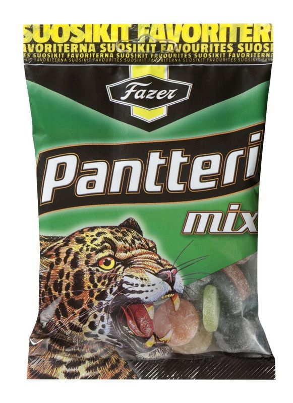 Fazer Pantteri ('Panther') Mix of Liquorice &amp; Fruity Wine Gums Candy Bag 180g.
