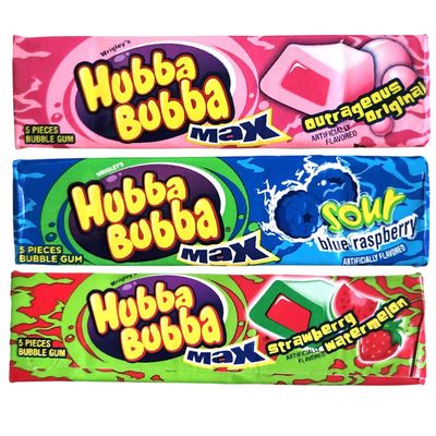 Hubba Bubba Max (3 Pack) Outrageous Original, Sour Blue Raspberry, Strawberry Watermelon Assortment Gift Set