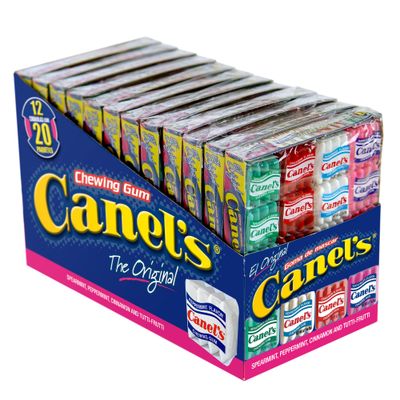 Canel&#39;s 4-Piece Gum Pack Display in Original Flavors - Peppermint, Spearmint, Cinnamon, Fruit, Blueberry, Violet, and Menthol, 240 Count