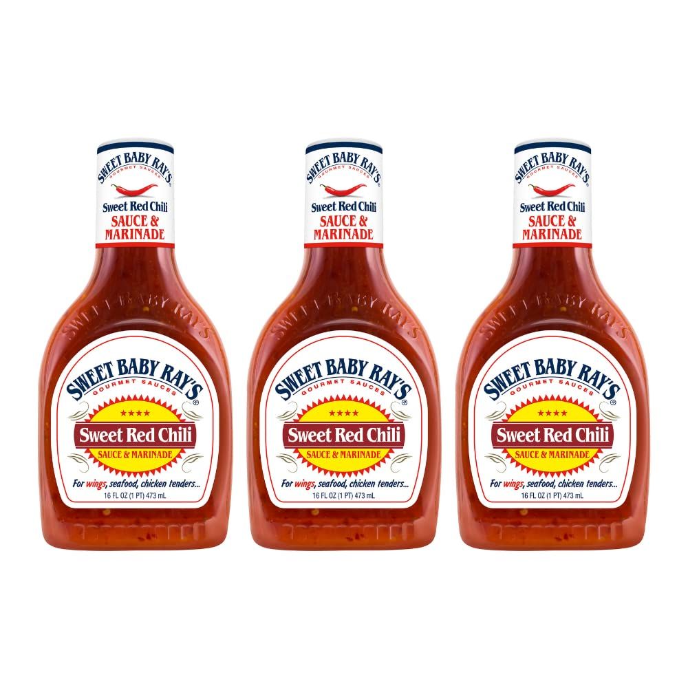 Sweet Baby Ray&#39;s, Wing Sauce &amp; Glaze, Sweet Red Chili, 16oz Bottle (Pack of 3)