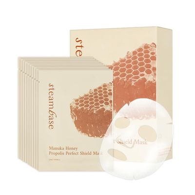 STEAMBASE Manuka Honey Propolis Perfect Shield Mask Face Sheet Mask Hydrating, Anti-Aging, Cooling, Elasticity, Fine Lines Repair Facial for Dry and Sensitive Skin Korean Skin Care 10 Sheets