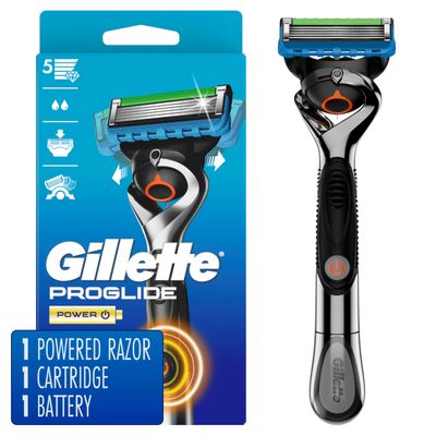 Gillette ProGlide Power Razor for Men, 1 Gillette Power Razor Handle 1 Blade Refill
