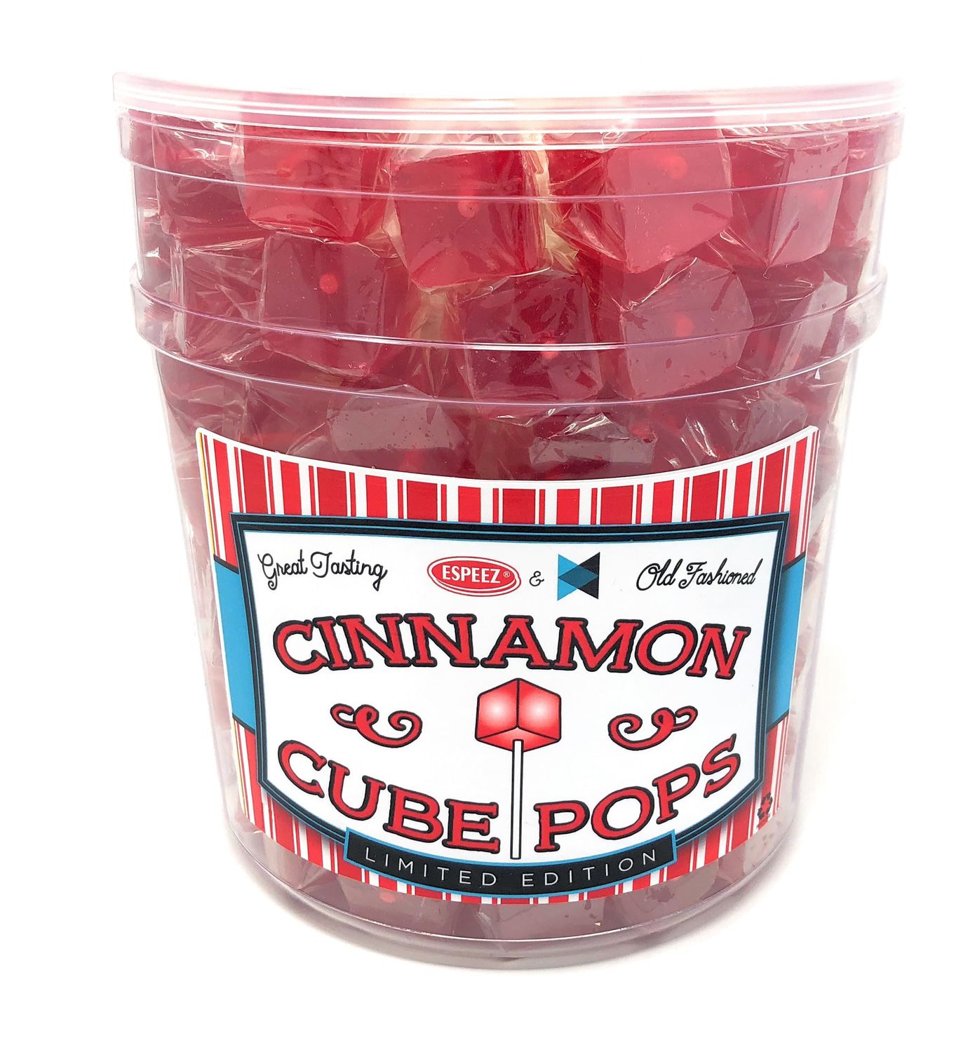 Hard Candy Cube Lollipop Suckers: Individually Wrapped Flavored Sucker Pack by Espeez - Old Fashioned Square Party Pops in Bulk - Cinnamon, 100 Count