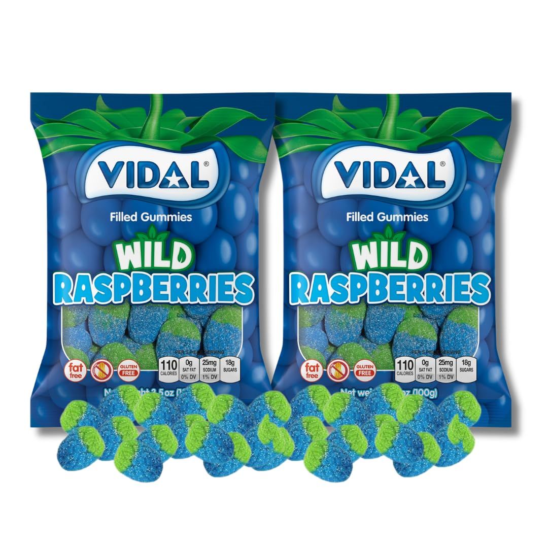 Vidal Wild Raspberry Filled Gummies - Gift Pack of 2, 3.5 oz. Bags By Lyza&#39;s Sweets &amp; Treats