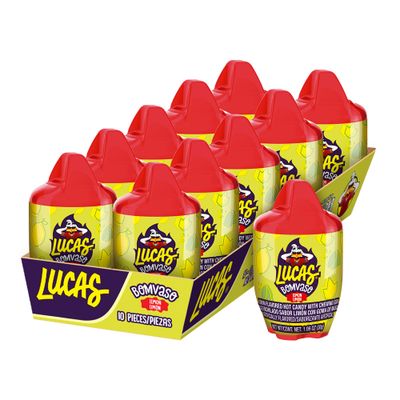 Lucas Bomvaso Jelly Lemon Flavored with Chewing Gum Candy, 1.06oz - 10 Pieces Pack for Treats, Fruit, Parties, Piatas