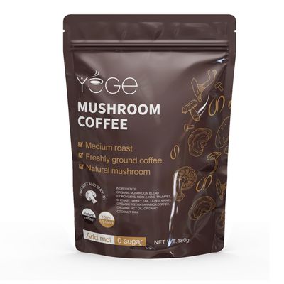 Mushroom Coffee, Instant Organic Mushroom Coffee with Cordyceps, Reish, King Trumpet, Shitake, Turkey Tail, Lions Mane for Energy, Focus, Positive Mood &amp; Immune Support (30 Servings)