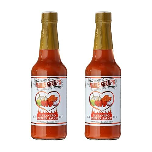 Marie Sharps Habanero Hot Sauce - 10-Fluid Ounce Hot Sauce for Marinade &amp; Dips (Pack of 2)