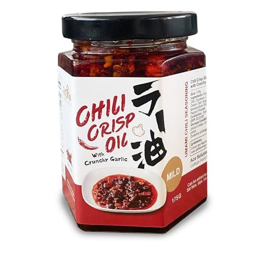 Fusion Select 175g Chili Crisp Oil - Crunchy Garlic Chili Oil, Umami Seasoning with Hot Peppers for Korean Ramen, Spicy Noodles, BBQ Meat, Dip, Stir Fry Sauce - Kitchen Condiment - Mild Spice