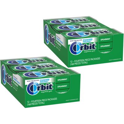 Orbit Sugarfree Gum Spearmint, 14-Piece Packs (Pack of 24)