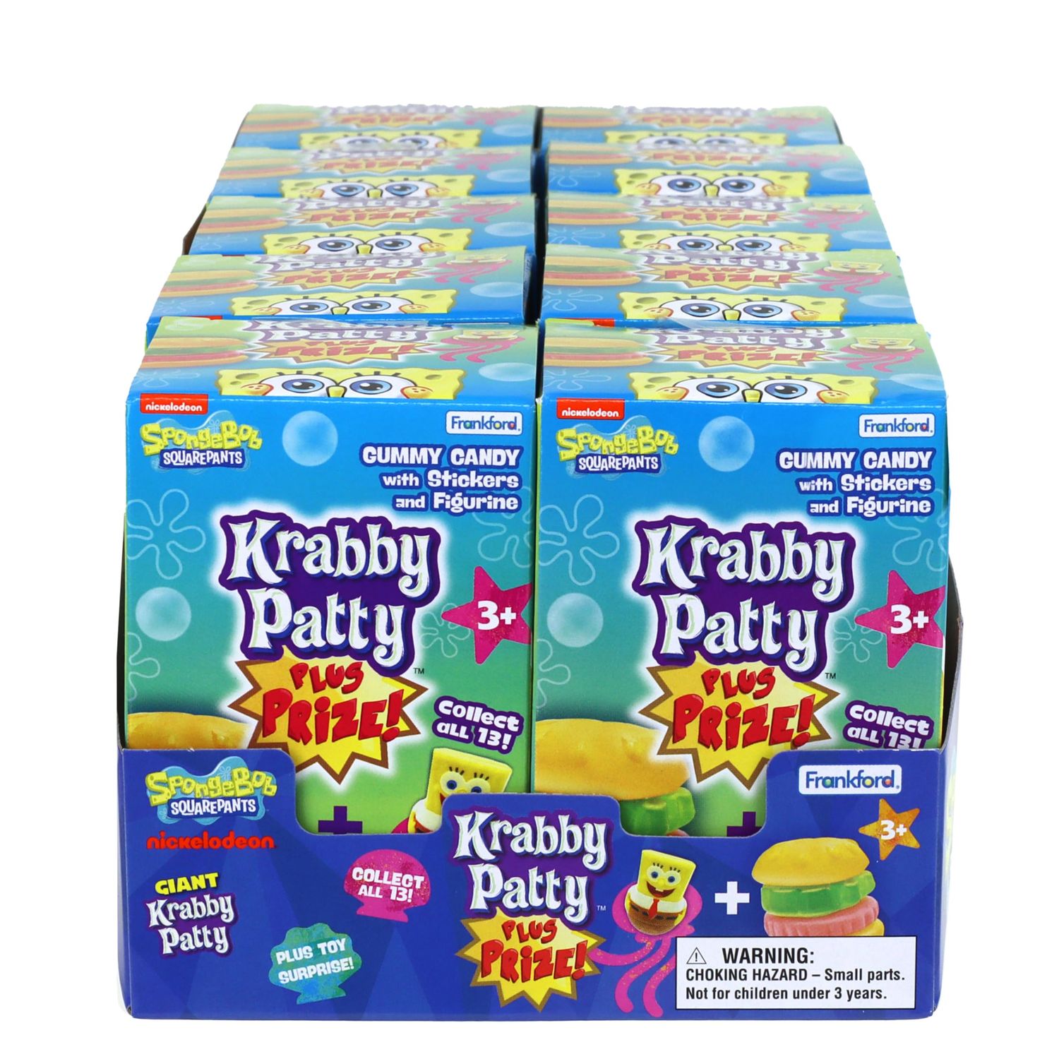 SpongeBob SquarePants Krabby Patty Plus Prize Gummy Candy with Surprise Collector&#39;s Toy, 10 Pack, Bulk, by Frankford Candy