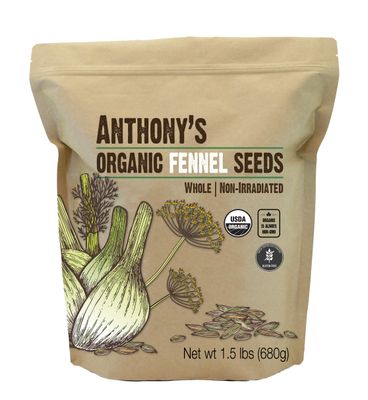 Anthony&#39;s Organic Fennel Seeds, 1.5 lb, Whole Seeds, Non-Irradiated, Gluten-Free, Non-GMO