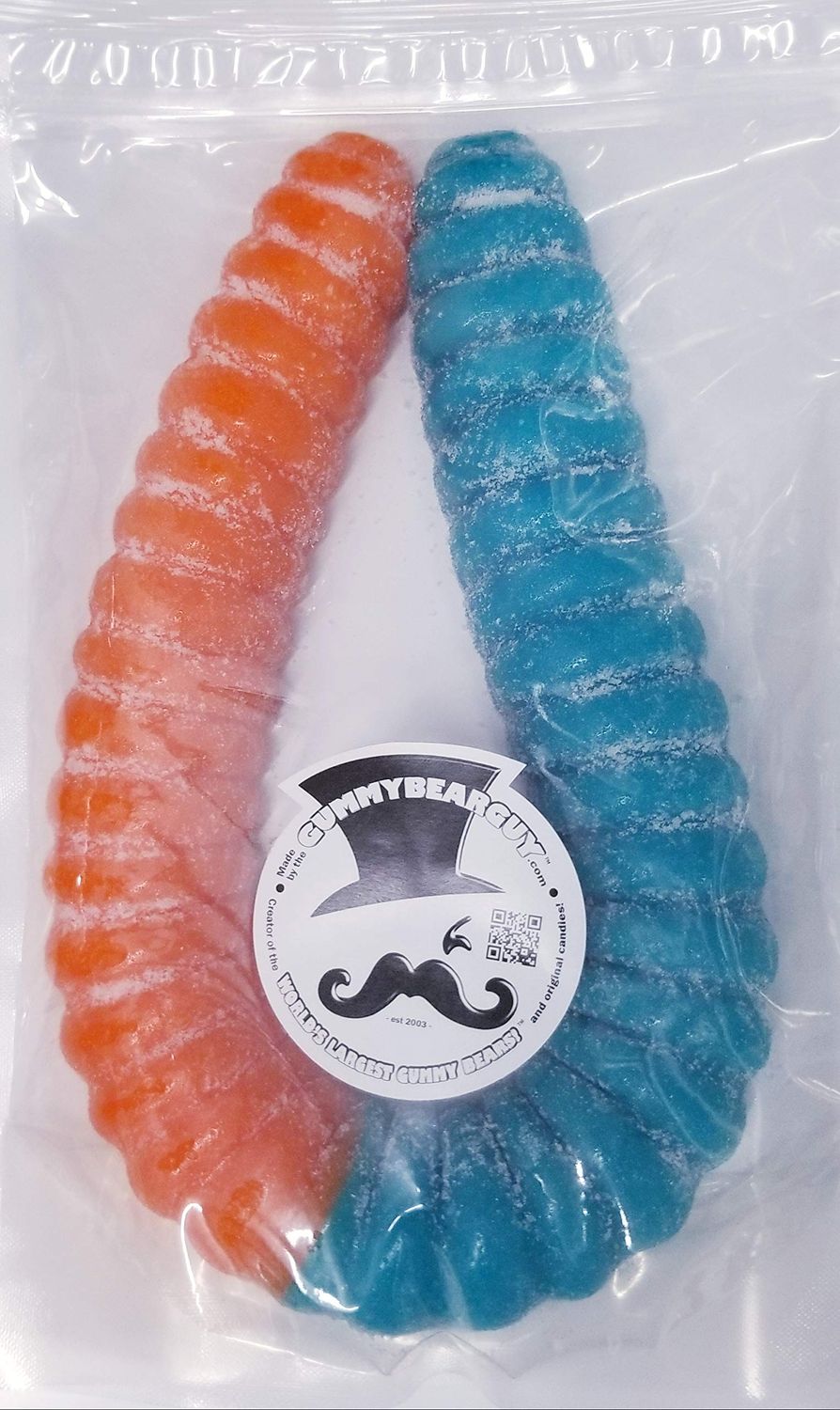 The Gummy Bear Guy SOUR World&#39;s Largest Gummy Worm Blue Raspberry/Orange