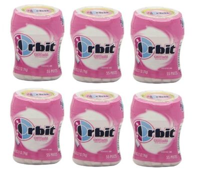 Wrigley&#39;s Orbit Bubblemint Artificial Flavored Sugar Free Gum CAR CUP - 6 X 55 Piece Bottles (330 Pieces Total)