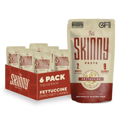 Its Skinny Fettuccine Pasta - Low Carb Pasta, Gluten Free, Keto &amp; Vegan-Friendly, Shirataki Konjac, Sugar-Free, High in Fiber, Only 4.5 Calories Per Serving, Ready in 2 Minutes (6 Packs)