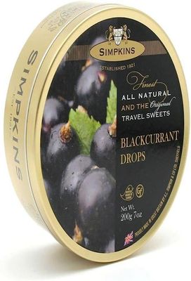 Simpkins Blackcurrant Travel Sweets x 3 tins, 7oz/ 200gms