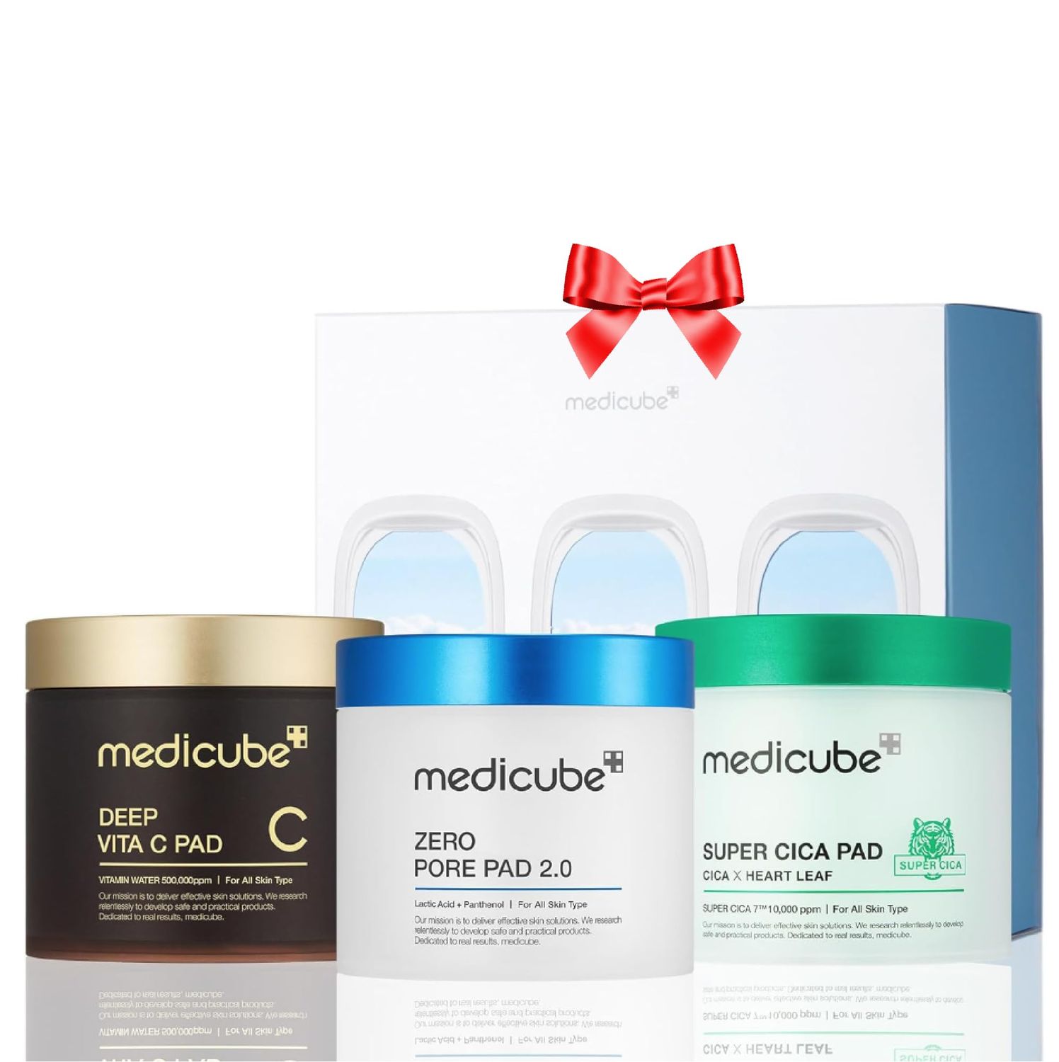 medicube Toner Pads Gift Set Korean Skincare Set for Holiday Gifts Gifts for Women and Men Christmas Gifts 3 Toner Pads for exfoliating &amp; Hydrating, Korean Toner Pads Set, 210 Pads