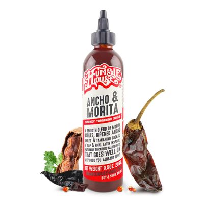 Humble House - Ancho &amp; Morita Chiles Hot Sauce, Low in Calories and Sodium, Vegan Condiments for Chicken Wings, Steaks, Tacos, Burgers &amp; More, Preservative-Free Enchilada Sauce, 9.5 oz