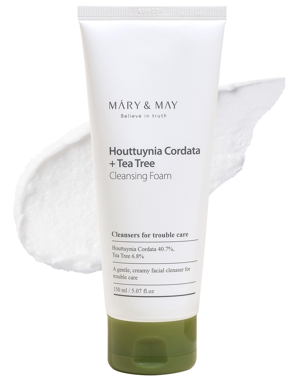Mary&amp;May Houttuynia Cordata Tea Tree Deep Clean Foam - Pore Cleansing, Skin Trouble Care, Soothing Hydration - Korean Skincare, EWG Green Grade, Hypoallergenic, 5.07 fl oz