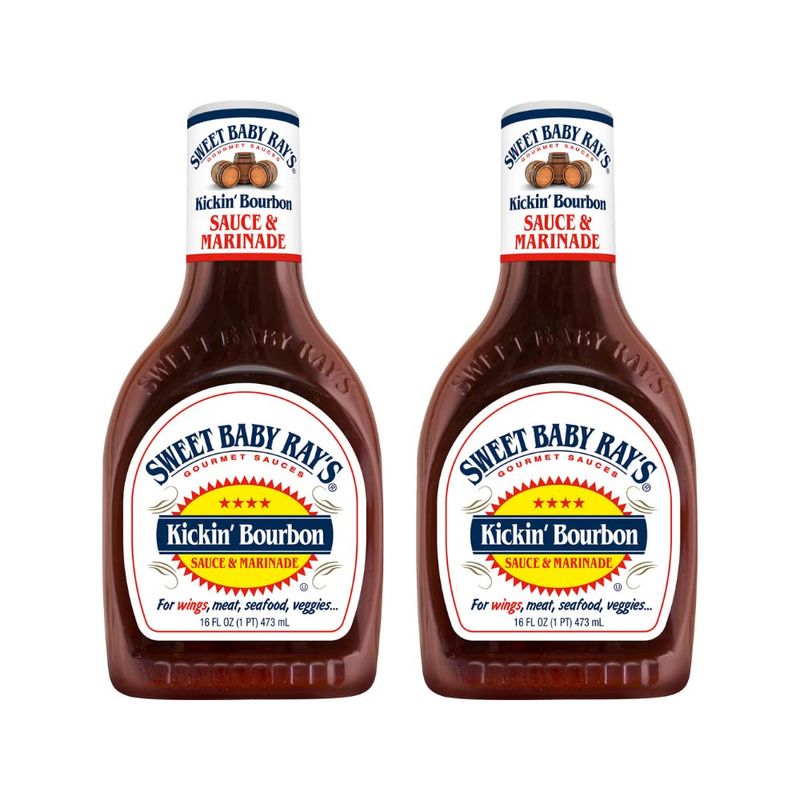 Sweet Baby Ray&#39;s Sauce and Marinade, Kickin&#39; Bourbon,16 Fl Oz (Pack of 2)