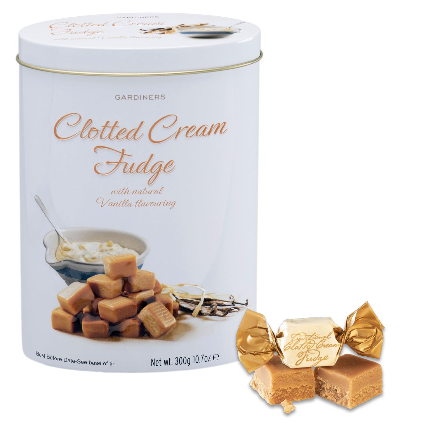 Gardiners of Scotland Handmade Fudge 300g Tin, Clotted Cream Fudge