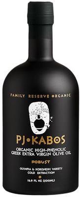P.J. KABOS 2024/25 Harvest, Very High Phenolic (750mg/kg), USDA Organic Greek Extra Virgin Olive Oil, Kosher, Greece, Cold Extracted, 16.9 oz Bottle, &quot;Family Reserve Organic - Robust&quot;