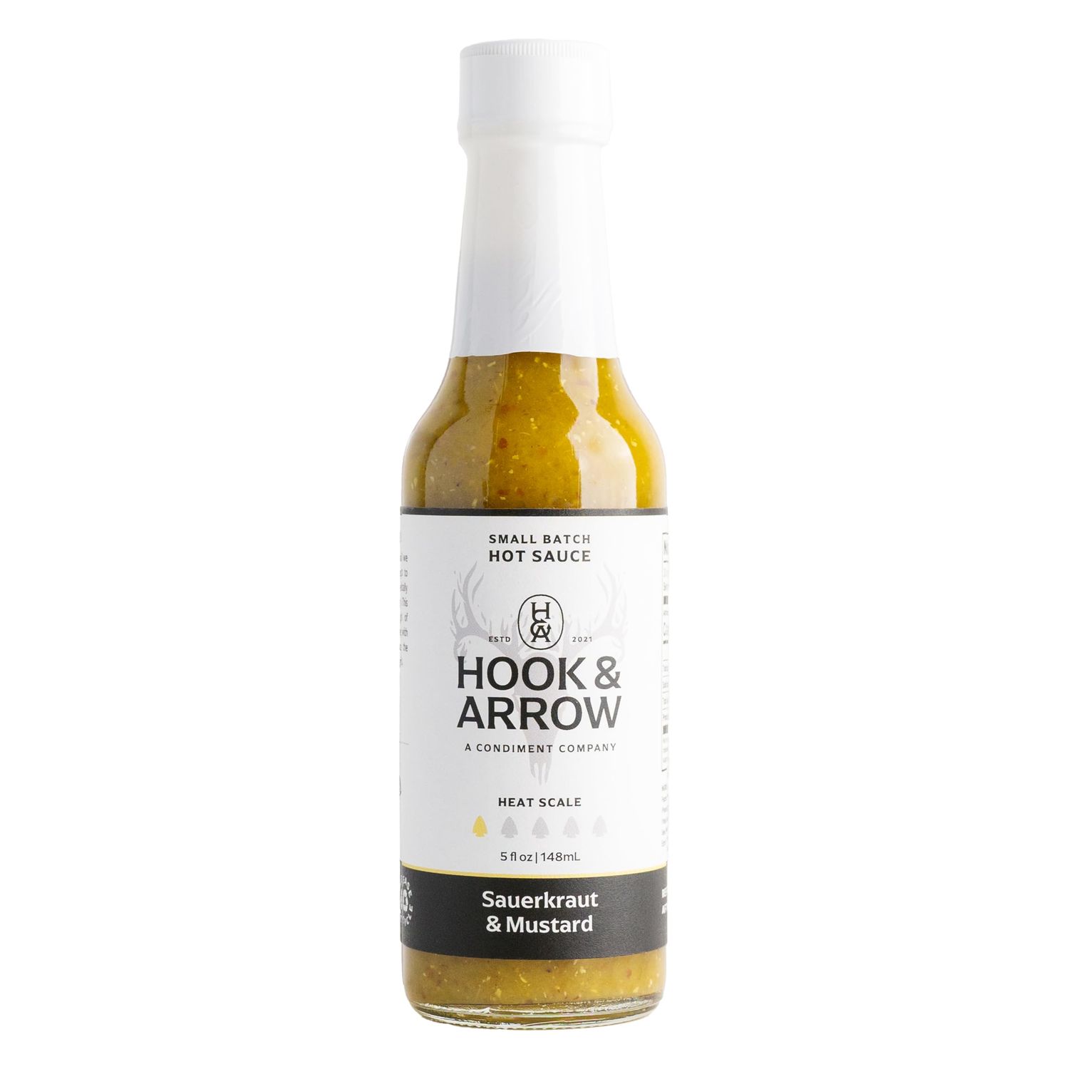 Sauerkraut &amp; Mustard Hot Sauce by Hook &amp; Arrow - Mild Spice, Small Batch, Gluten-Free, Paleo, Vegan, Low Sugar, Low Carb Hot Sauce - 5 fl oz