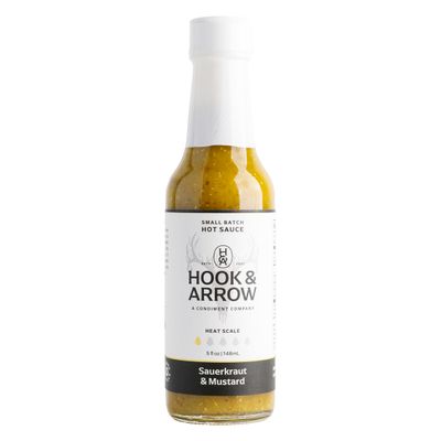 Sauerkraut &amp; Mustard Hot Sauce by Hook &amp; Arrow - Mild Spice, Small Batch, Gluten-Free, Paleo, Vegan, Low Sugar, Low Carb Hot Sauce - 5 fl oz