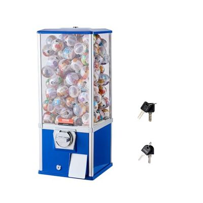 VEVOR Gumball Machine for Kids, 25&quot; Height Home Vending Machine, PS Bouncy Balls Dispenser, Hold 230 Capsule Toys, Rectangle Bubble Gum Machine for Game Stores, Coin Operated Gumball Bank, Blue