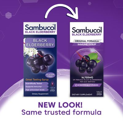 Sambucol Black Elderberry Syrup - Sambucus Syrup, Black Elderberry Liquid, Immune Support for Kids and Adults, High Antioxidants, Gluten Free - Original Formula, 7.8 Fl Oz, 2-Pack