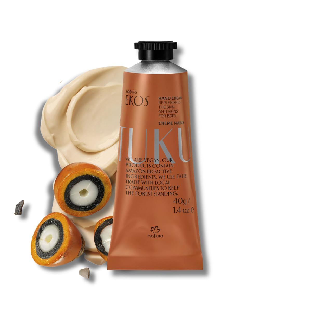 natura - Ekos Tukum Hand Cream - Moisturize &amp; Improve Skin Texture - Boost Natural Hyaluronic Acid - Anti-Signs - Vegan Skin Care - Brazilian Beauty Secrets - Self Care &amp; Body Care - 1.41oz (40g)