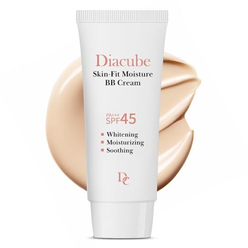 DIACUBE Skin-Fit Moisture BB Cream With SPF 45 PA 1.76 Fl Oz, Natural Beige: Perfect for Light to Medium with Neutral Skin Tones, Blemish Coverage, Long-Lasting Tinted Moisturizer, K-Beauty