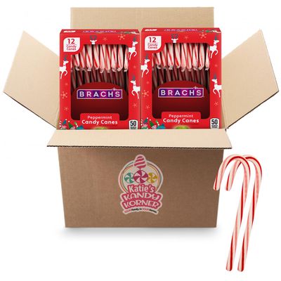 KATIES KANDY KORNER Brachs Peppermint Candy Canes in Bulk 12 Each, Individually Wrapped Ideal Bulk Candy Canes for Christmas Celebrations, Perfect Bulk Candy Canes for Stocking Stuffers (Pack of 2)