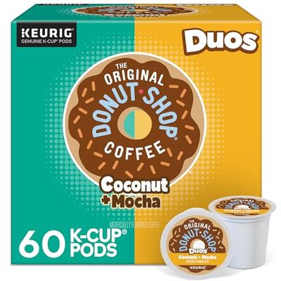 The Original Donut Shop Duos Coconut Mocha Coffee, Keurig Single Serve K-Cup Pods, Medium Roast Coffee, 60 Count, (6 Packs of 10)