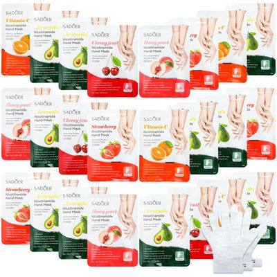 Swiffen 24 Pcs Fruits Beauty Hand Mask Bulk Hydrating Hand Moisturizing Gloves Treatment Mask for Spa Kit Sleeping Skincare Gift Beauty Kits for Women