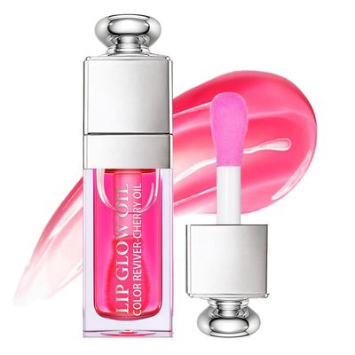 Unyoke Hydrating Lip Glow Oil, Lip Oil Gloss Transparent Toot Tinted Nourishing Long Lasting Repairing Lightening Lip Lines (RASPBERRY) 0.2 OZ