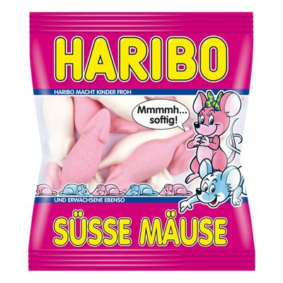 Haribo Sweet Mice, Foam Sugar, Fruit Gums, Winegums, Sweets, Bonbon, In Bag, 200 g