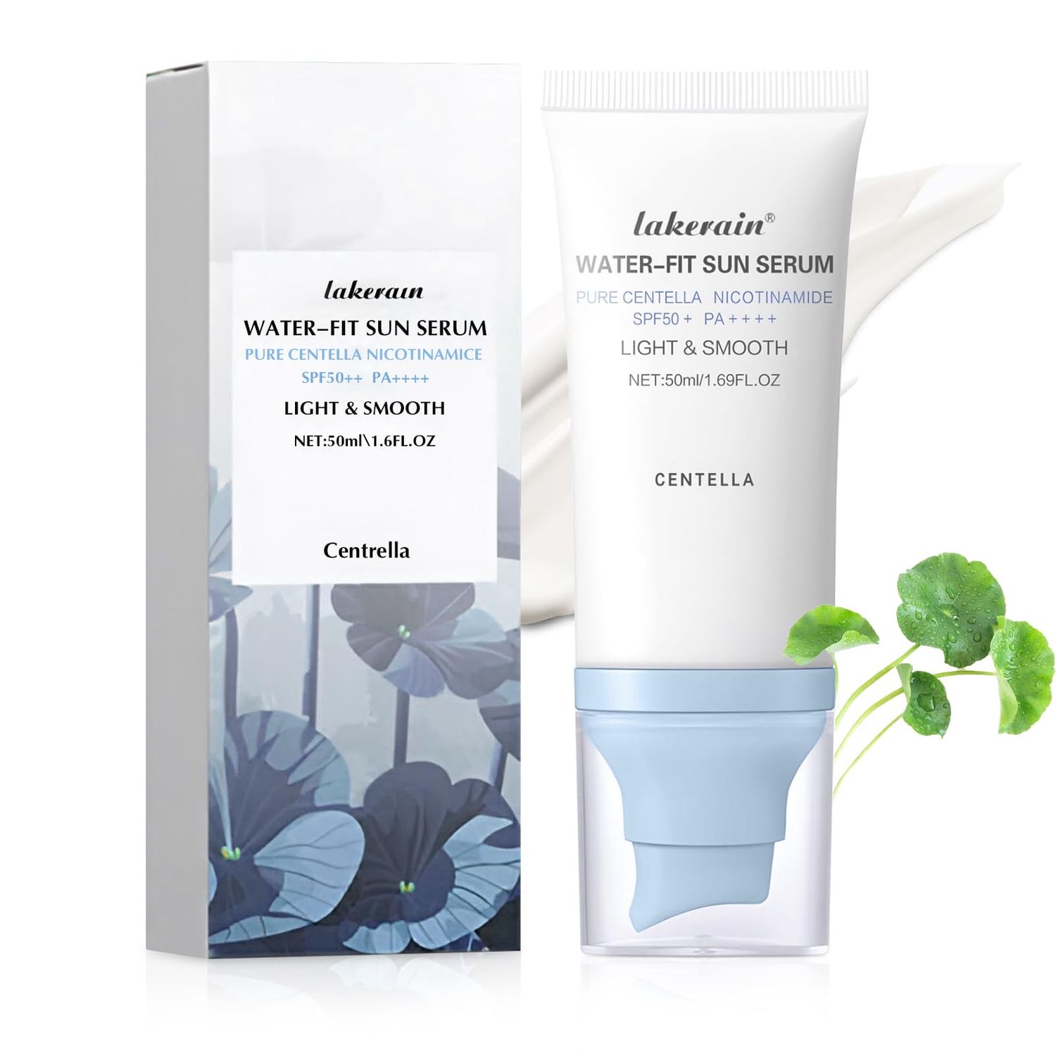 Centella Sunscreen SPF 50,Hyalu Cica Water-Fit Sun Serum,Face Sun Screen Long-Lasting Protection,Cen-tella Madagascar Sunscreen Dry Oily Skincare For All Skin Type and UV Defense (Blue)