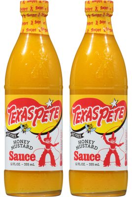 Texas Pete Honey Mustard Sauce, 12 Fl Oz Glass Bottle, Pack of 2