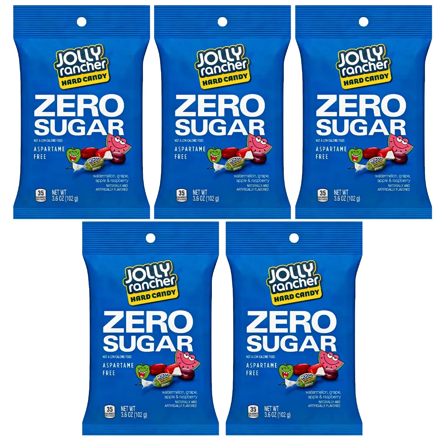 Jolly Rancher Zero Sugar 5 pack - 5 Bags (3.6oz each) of Jolly Rancher Sugar Free Hard Candy Individually Wrapped. Comes in a Box.