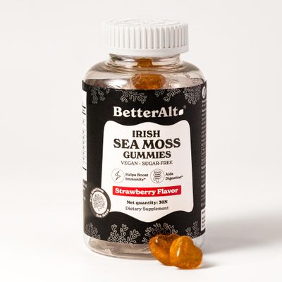 Better Alt Irish Sea Moss Gummies Strawberry Flavor Lab-Tested for Purity Supports Immune Health &amp; Energy 1-Month Pack