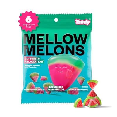 Tandy Mellow Melons L-Theanine Gummies I Relaxation Gummies with Refreshing Watermelon Flavor I Calming Gummies for Adults I Gluten-Free Fast-Acting Dietary Supplement Gummy I 6-Pack