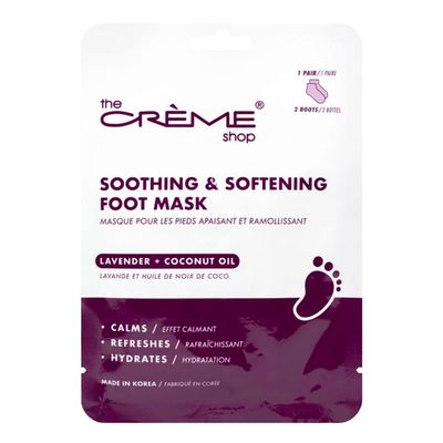The Crme Shop Soothing &amp; Softening Foot Mask, Coconut Oil and Lavender Foot Mask for Aching Feet, Korean Foot Mask Hydrates and Calms for Foot Swelling Relief, Foot Softening Treatment