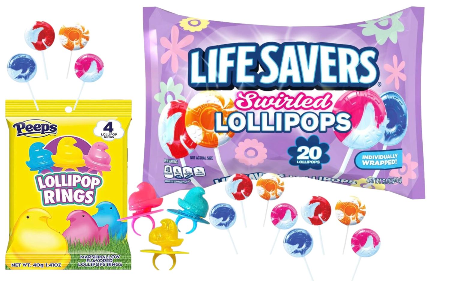 Lifesavers Swirl Lollipops 20 Individually wrapped lifesaver swirl lollipops Marshmallow Flavored Lollipop Rings 1.41 oz in a Soko Smiles Bag.