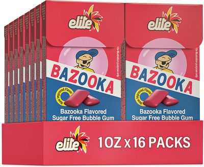 Elite Must Sugar Free Gum Classic Flavor Bazooka, 1oz (16 Pack) Product of Israel