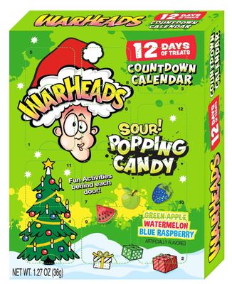 Smiling Sweets War Head Extreme Sour Popping Candy Countdown Calendar, Delicious Classic Flavors of Watermelon, Blue Raspberry and Green Apple, Delicious Traditions