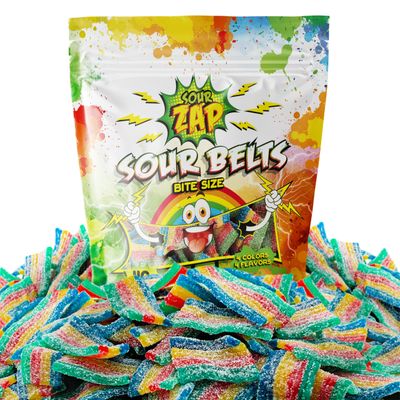 SourZap Sour Belts 8-Ounce Pack Bite-Size Gummy Candy Assorted Fruit Flavors