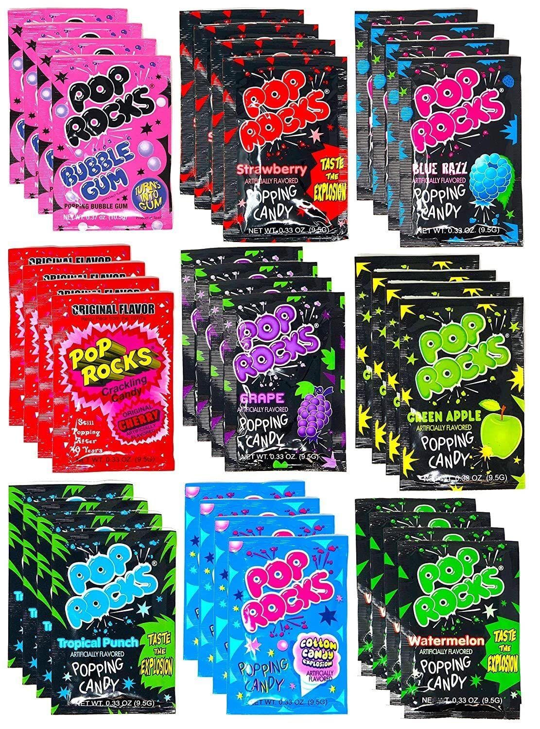 Pop Rocks (36 Pack) - Bulk 36 Individually Wrapped Packets of Pop Rocks Candies - Giant Wholesale Bags of 9 Assorted Flavors of Crackling Popping Candys